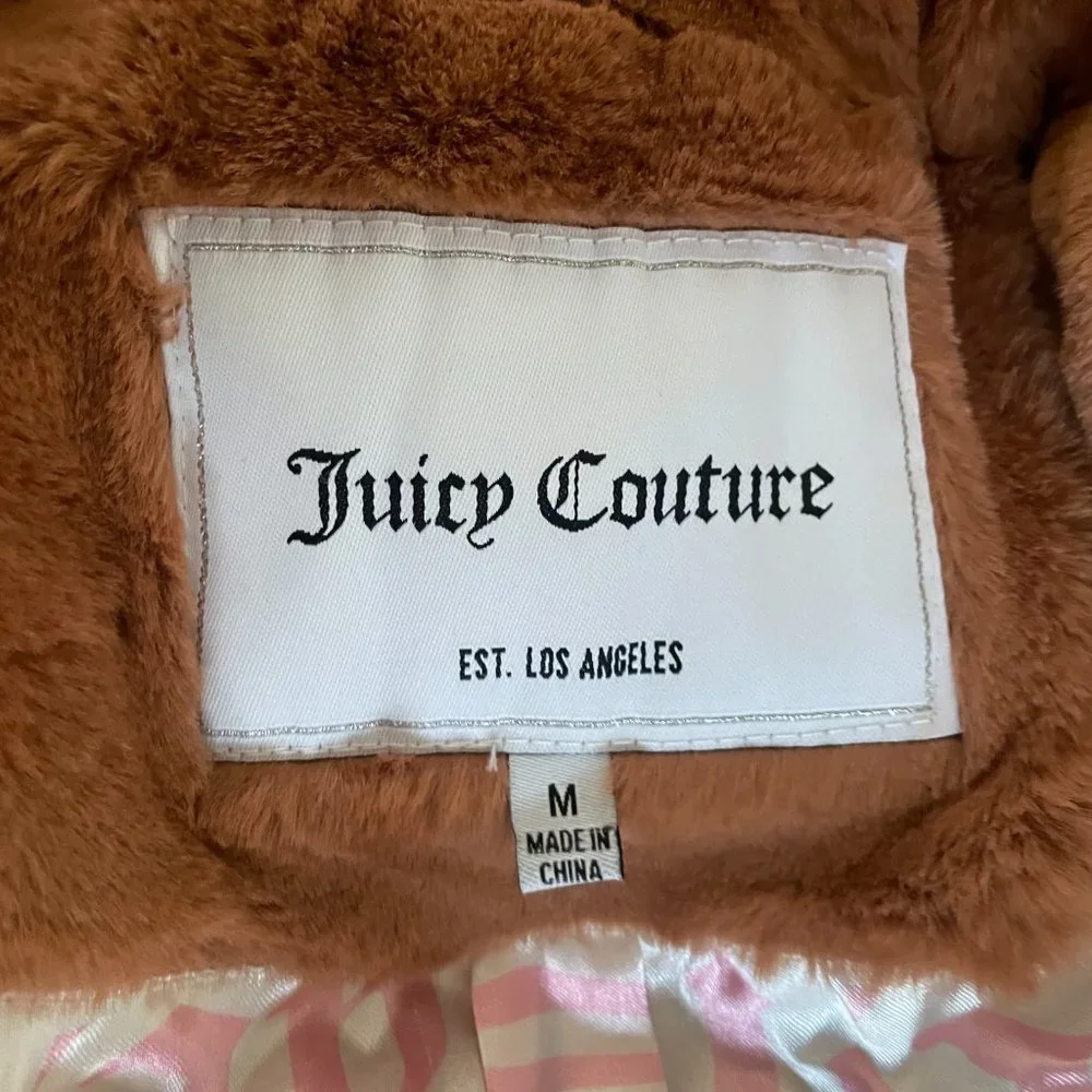 NWT Juicy Couture Sz Medium Teddy Trench Coat Brown Long Women - Picture 8 of 15